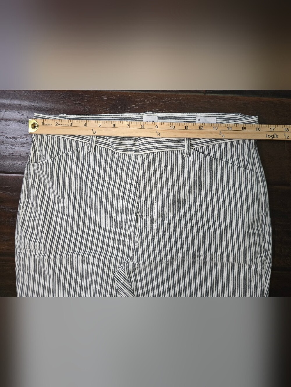 Gap Womens Signature Skinny Ankle Striped Casual Pants Size 12 - Picture 3 of 12